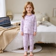 thumbnail image 2 of CAUYDY Kids Girl Sleepwear Pajamas for Child 5-7T 8-10Y Long Sleeved Top Elastic Pants 2 Piece Cute Set Girls Fall Winter Clothes Sizes 8-10 Years,Purple, 2 of 7