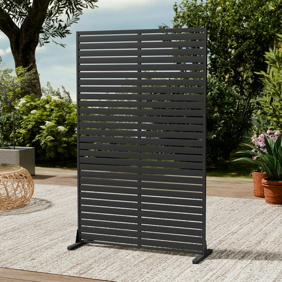 Chiccushion Outdoor Privacy Screen, Freestanding Fence Panel for Outside, 72''H×45.5''W, Decorative Screen Panel for Backyard Patio Deck, Black