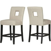 Weston Home Landen Linen Keyhole Counter Height Stool, Set of 2, Beige