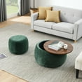 thumbnail image 2 of 25” Round 2-in-1 Storage Ottoman - Light Grey, Multi-Function End Table & Small Seat, No Assembly Required (25”x25”x14.7”), 2 of 12
