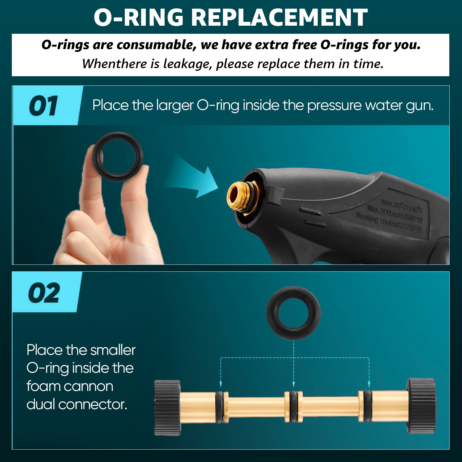 Annvchi Foam Cannon Dual Connector Accessory for Pressure Washer Kit,with Foam Cannon Dual Connector,Pressure Washer Gun for Car Washing and Cleaning,5 Power Washer Sprayer Nozzles