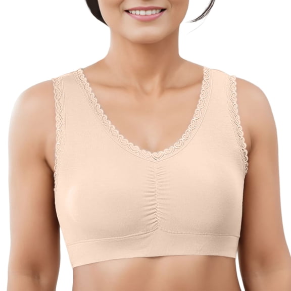 Gyexs Wireless Tank Top Bra for Women High Elastic Support Comfortable Seamless Sports Bra Push Up Bras for Women, Beige, Size XXXXL
