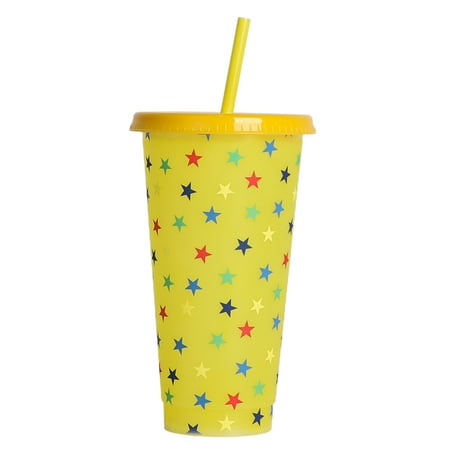 

Farfi 700ml Straw Cup Discoloration on Cold with Lid Single-layer Magical Color Changing Water Mug for Home (Type Q)
