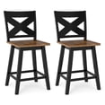 thumbnail image 1 of Gymax 24'' Swivel Barstools Set of 2 w/Backrest Large Seat Footrest for Kitchen Island Black & Walnut, 1 of 6