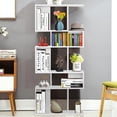 thumbnail image 2 of Giantex Freestanding Ladder Bookcase, 5 Cubes Corner Storage Bookshelf, 5-Layer Organizer Rack Display Cabinet, White, 2 of 6