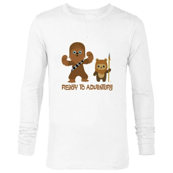 Star Wars Chewbacca and Ewok Ready to Adventure - Long Sleeve T-Shirt for Men - Customized-White