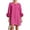 107#Hot Pink, variant on Womens Long Balloon Sleeve Mini Dress Cotton Linen 3D Floral Cuff Round Neck Loose Casual Travel Dress