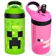 thumbnail image 1 of Botella de agua Zak Designs Minecraft Kids, 480 ml, juego de 2 piezas, 1 of 9