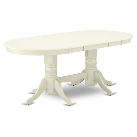 HomeStock 7 Piece Dining Set Consist of an Oval Dining Room Table with Leaf and 6 Wood Seat Chairs, 40x76 Inch, Linen White