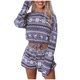 thumbnail image 2 of Puntoco-Pijamas navideños para mujer, conjuntos estampados, ropa de ocio, ropa de salón, traje, tops para el hogar + pantalones, liquidación Puntoco Puntoco-7056, 2 of 3