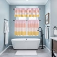 thumbnail image 3 of Colorful Stripe Kitchen Curtains Sets for Windows 36 Inch Length, Modern Pink Red Yellow Vertical Striped Rod Pocket Window Treatments Tier Curtains and Valances Set for Bedroom/Bathroom, 3 of 8