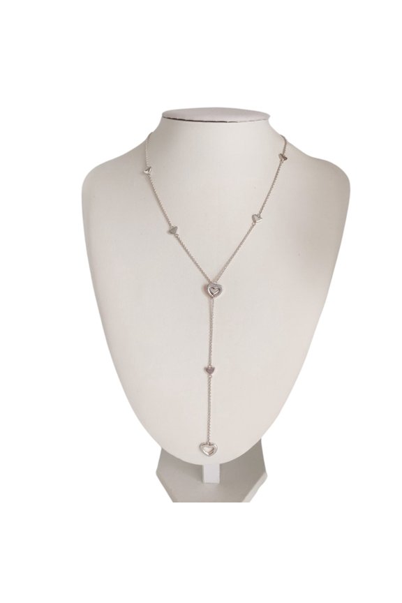 Pre-Owned TIFFANY&Co. Tiffany 925 Heart Link Lariat Chain Necklace, Silver, Women's Accessory