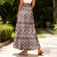 thumbnail image 5 of LWavelet Women Striped Print Maxi Skirt Elastic Waist With Pockets Casual Long Skirt Light Brown 2XL, 5 of 5