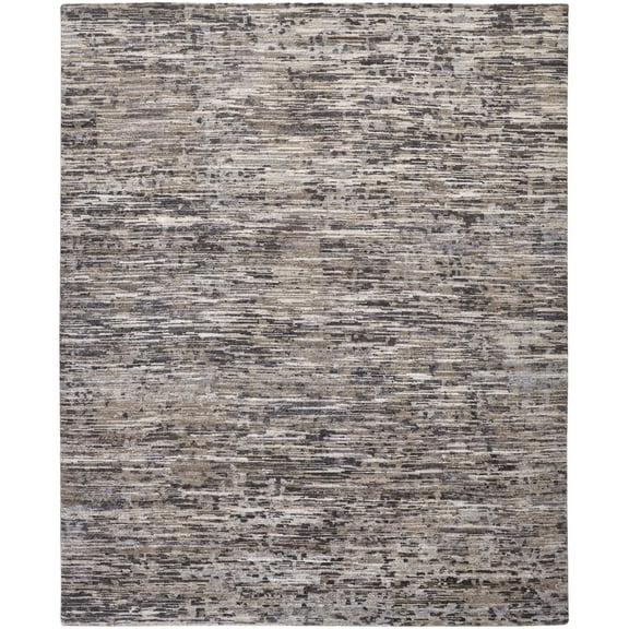4' X 6' Gray Blue And Silver Wool Abstract Hand Knotted Area Rug