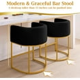 thumbnail image 6 of FANCROU 26" H Counter Height Bar Stools Set of 3, Fabric Barrel Stools with Back and Arms, Black-Golden Leg, 6 of 11