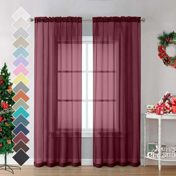 Cortinas OVZME Burgundy Sheer, 2 paneles, 107 x 244 cm