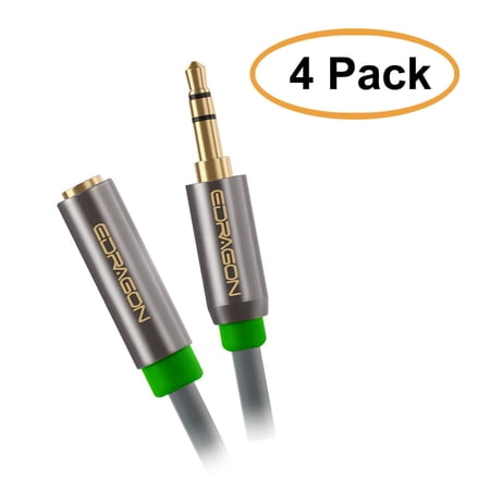 eDragon 4 Pack, 50 Feet Premium 3.5mm Male to 3.5mm Female Stereo Audio Extension Cable, ED84095