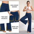 thumbnail image 5 of NELEUS Womens 31" Wide Leg Pants Athletic Yoga Stretch Loose Legging Casual Sweatpants with Pockets,Black+Navy Blue,US Size XL, 5 of 12
