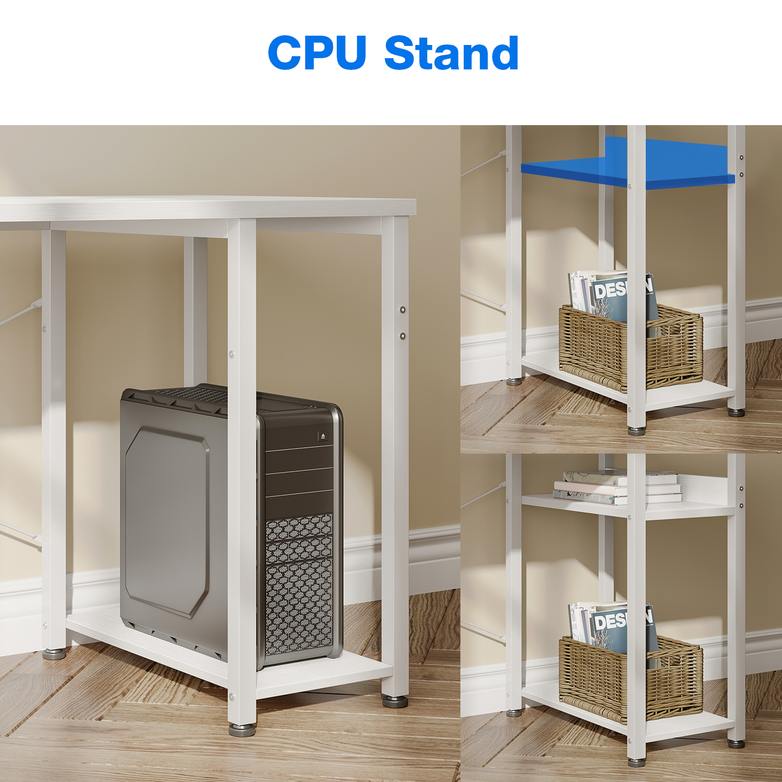 Casacomoda Reversible L-Shaped Desk With Charging Station, White photo 7