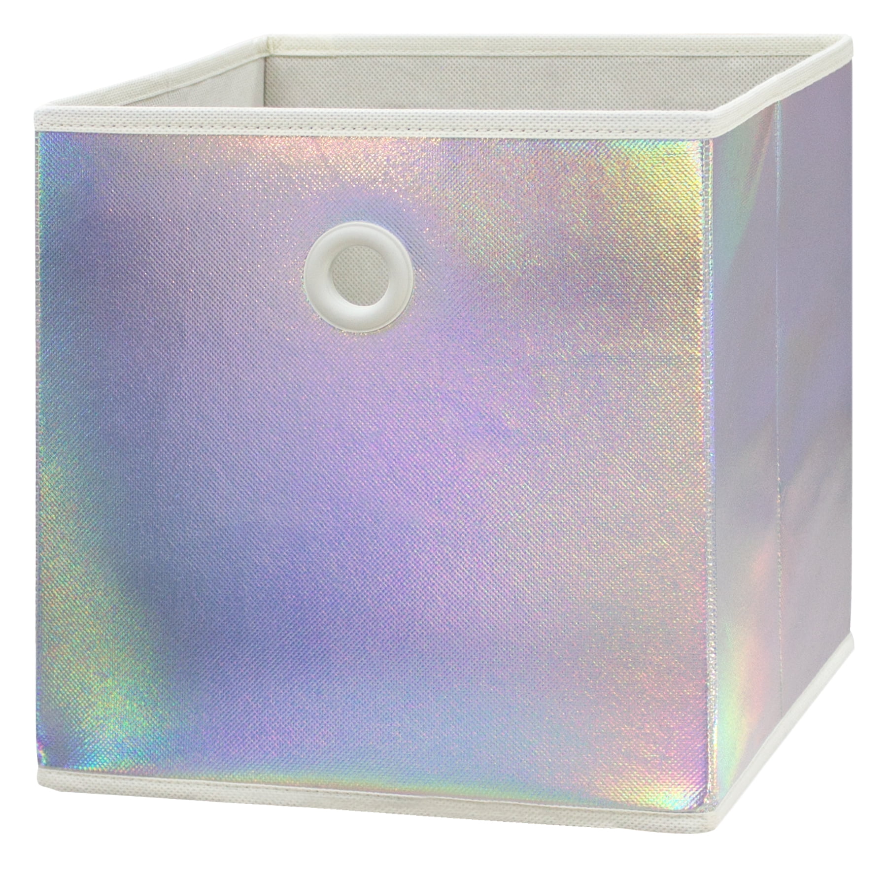 (2 pack) Your Zone Kids Collapsible Fabric Storage Bin, Iridescent, 10.5 in x 10.5 in x 10.75 in