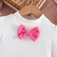 thumbnail image 6 of Aocisk Girls Outfit Sets Toddler Kids Ribbed Bow Top Skirt Hat 3 Piece Casual Outfit for School Autumn Fall School Outfits for Girls Hot Pink 3-4 Years, 6 of 9