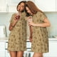 thumbnail image 4 of Easygdp Brown Flowers Camisón de manga corta para mujer, informal, estampado, 4 of 6