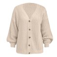 thumbnail image 4 of Vedolay Top Womens Oversized Casual Jackets Casual Lapel Collar Open Front Button Work Office Top,Beige S, 4 of 5