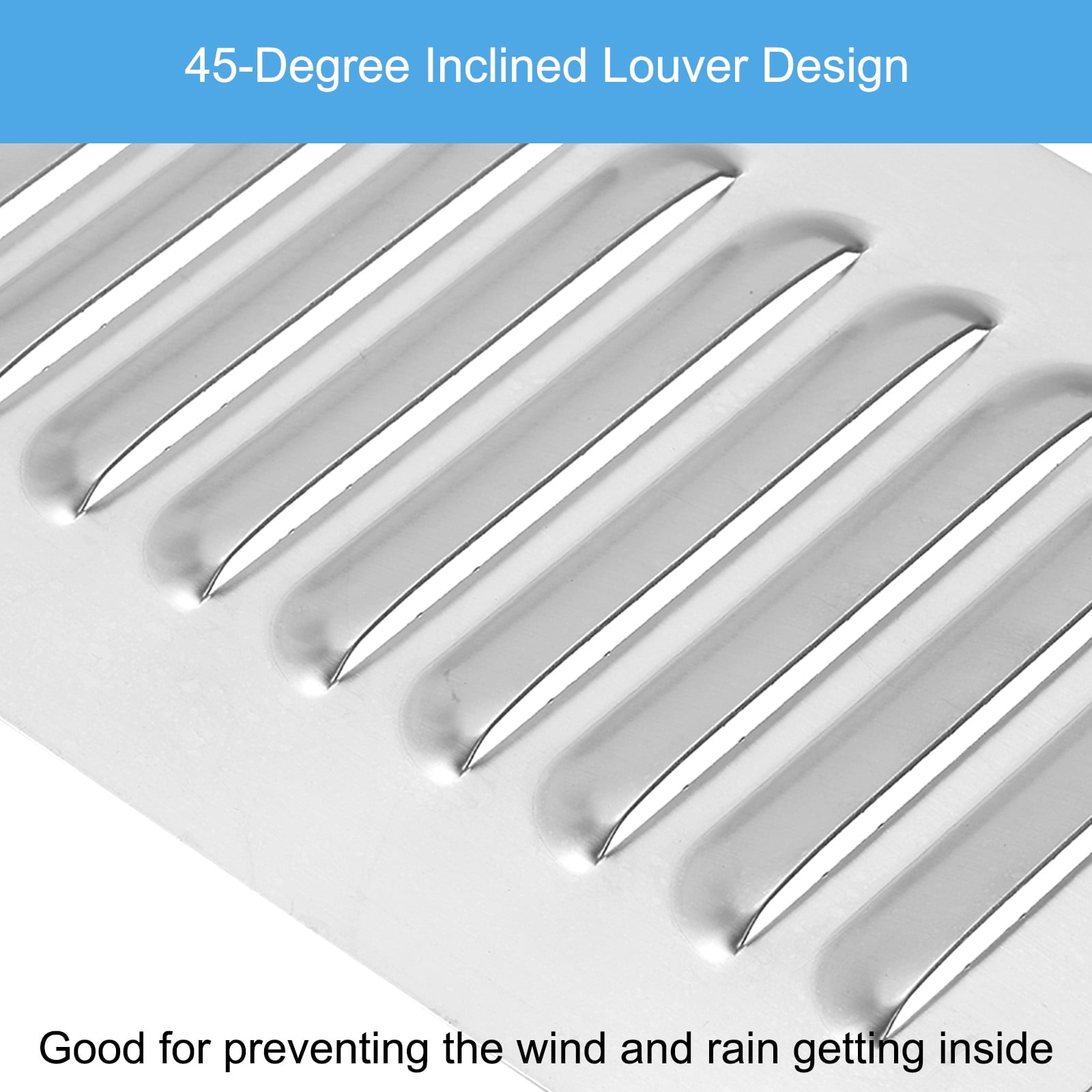 Uxcell 4 x 12 Inch 304 Stainless Steel Vent Cover, Screen Air Grille HVAC Louvered Grill, Silver Tone 2 Pack