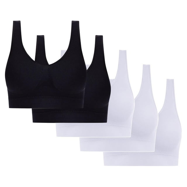5PC Women's High Impact Sports Bra - Seamless Wireless Support | Comfortable Workout Bralette with Pad Insert Slots