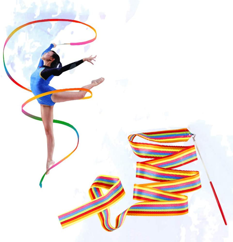 Dance Ribbon Wands Gymnastics Kids Stick Twirling Wand New Pack of 6 