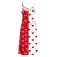 thumbnail image 4 of Falda Larga Verano para las Mujeres Cuello en V sin Mangas Impreso Color Dividido Vestido de Dormir Casual Playa Día de San Valentín, 4 of 8