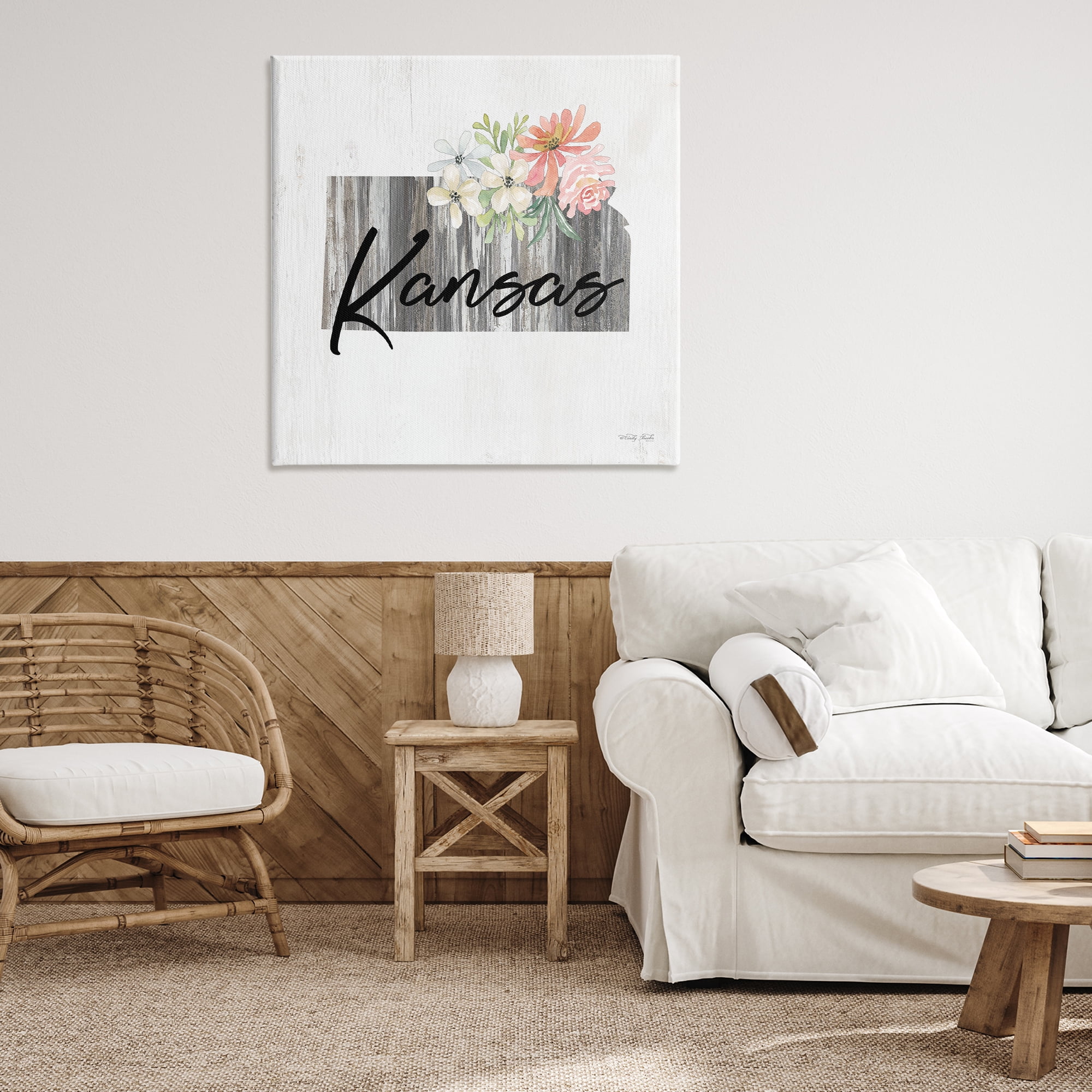 Stupell Industries Shabby Chic Kansas Botanical & Floral Painting Gallery Wrapped Canvas Art Print Wall Art, 36 x 36