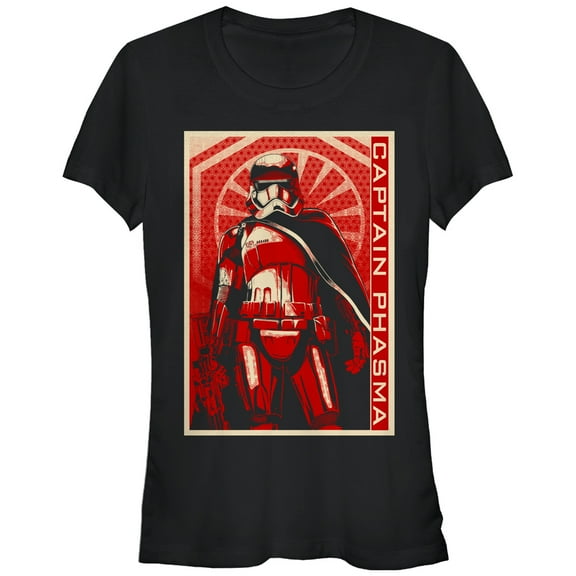 Junior's Star Wars The Force Awakens Captain Phasma Poster Graphic Tee Black 2X Large