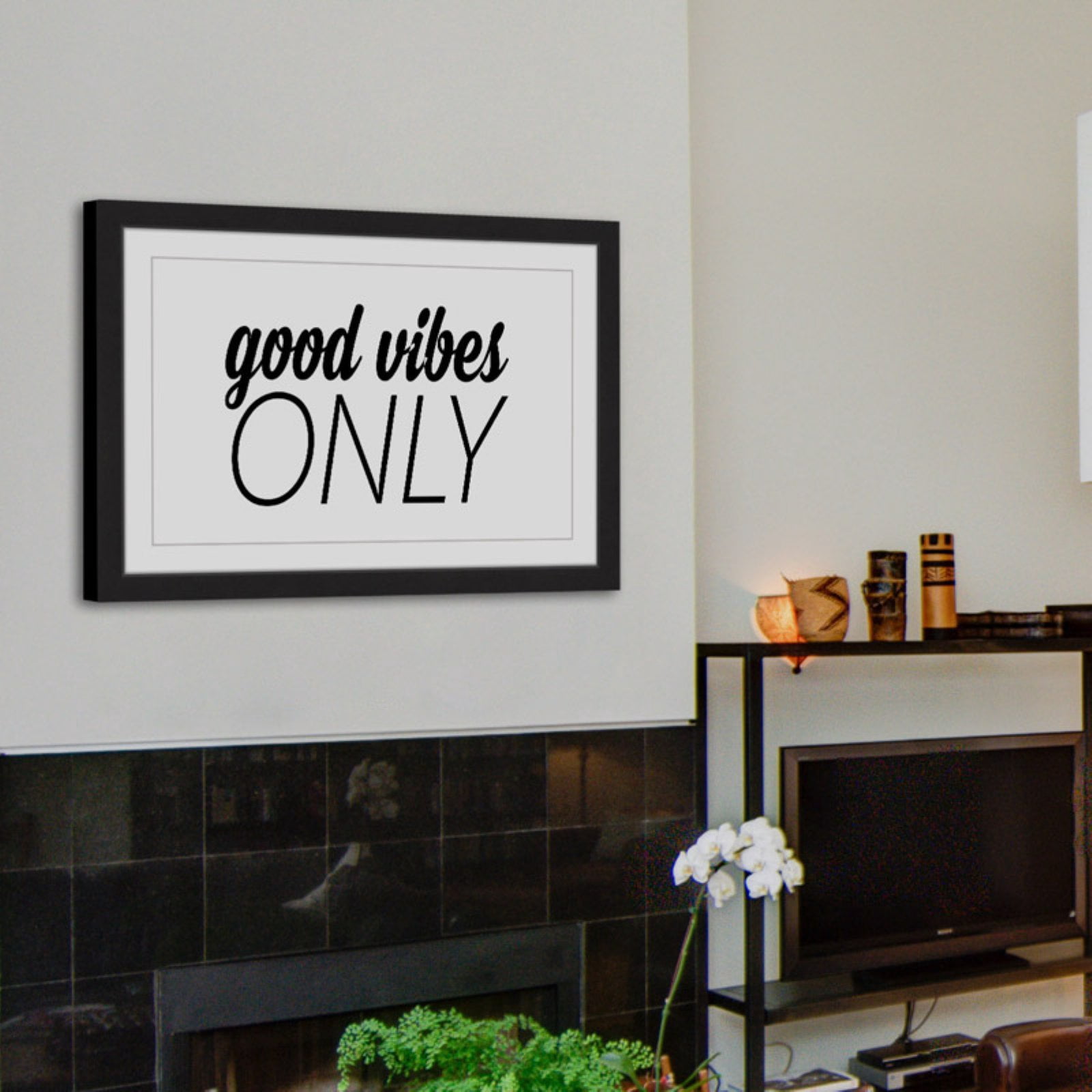 Marmont Hill "Good Vibes Only" by Diana Alcala Framed Painting Print