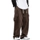 thumbnail image 2 of Pantalones de trabajo rectos de tubo para hombre, holgados, con cremallera y bolsillo, estilo retro, informales, largos, 2 of 9
