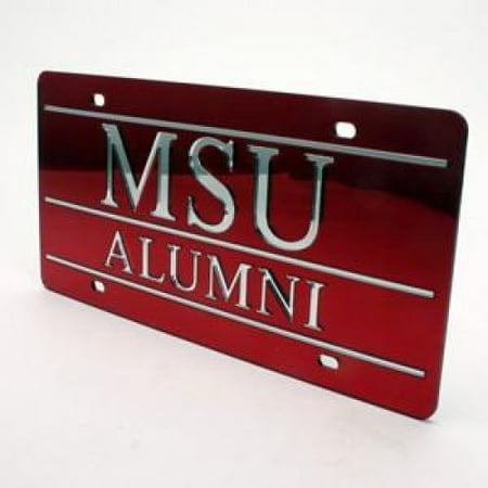 Mississippi State University Alumni - Mississippi State Bulldogs Alumni Inlaid Acrylic License Plate - Red Mirror Background