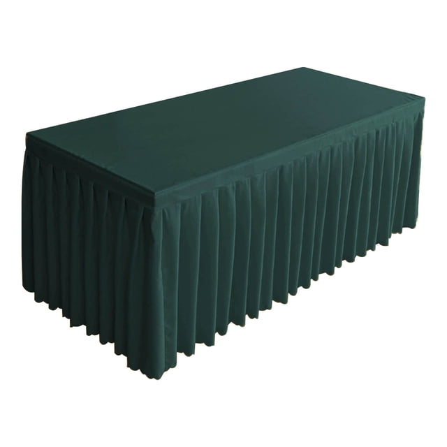 Leodye 1PCS Solid Color Ruffled Table Skirt Wrinkle Resistant Polyester Tablecloth for Wedding Banquet and Conference -47.24 × 15.75 × 29.53 inch