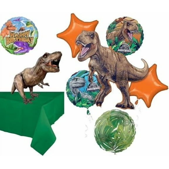 Jurassic Dinosaur World Birthday Party Supplies Balloon Bouquet Decorations with T-Rex Table Centerpiece