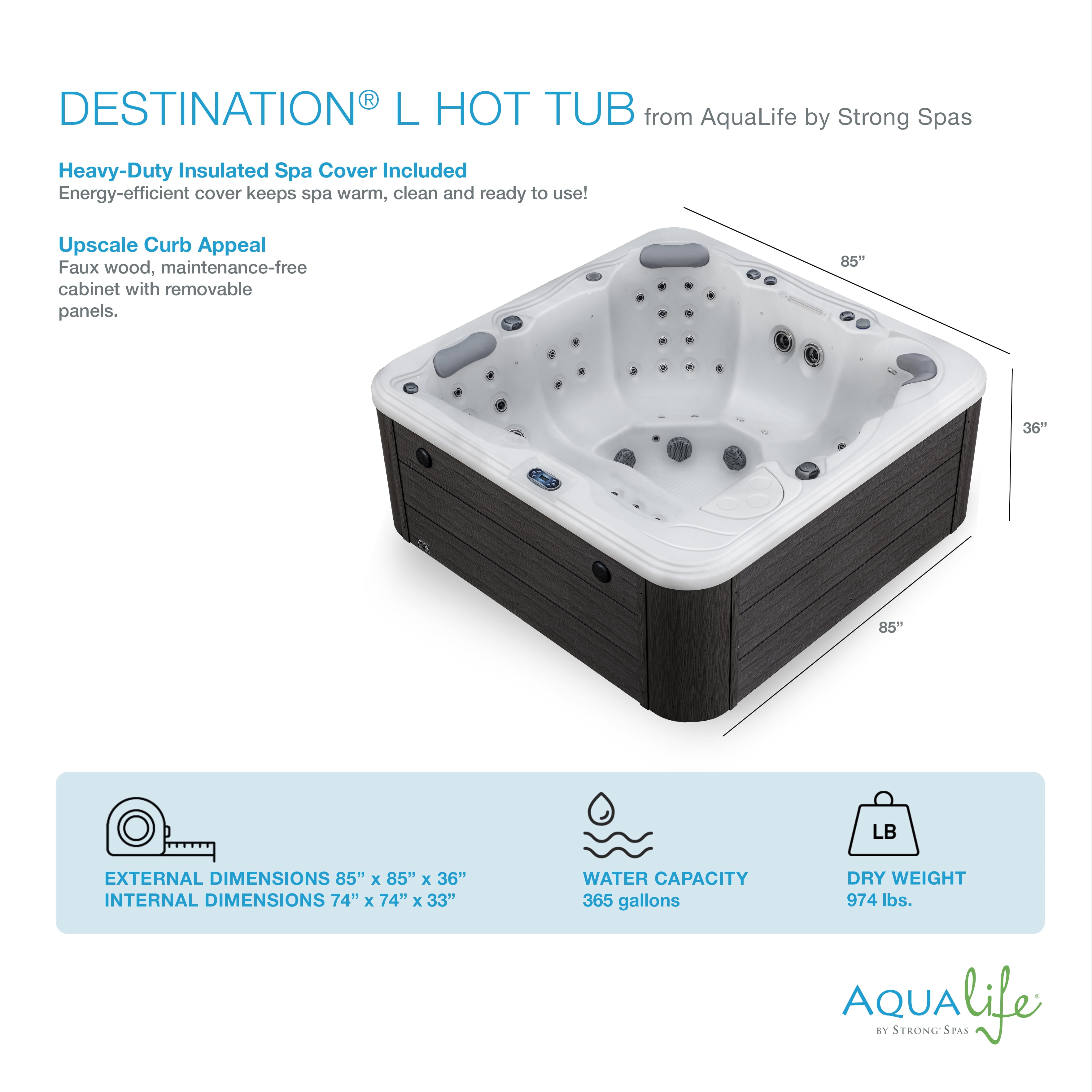 Aqualife by Strong Spas Destination 5 Person 80-Port Lounger Spa, 59 Jets