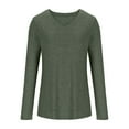 thumbnail image 3 of Jinhomg Lightweight Shirts for Women Casual Loose Solid V-Neck Blouses Plus Size Comfy Long Sleeve Basic Tops Spring Summer Pullovers Army Green M, 3 of 6