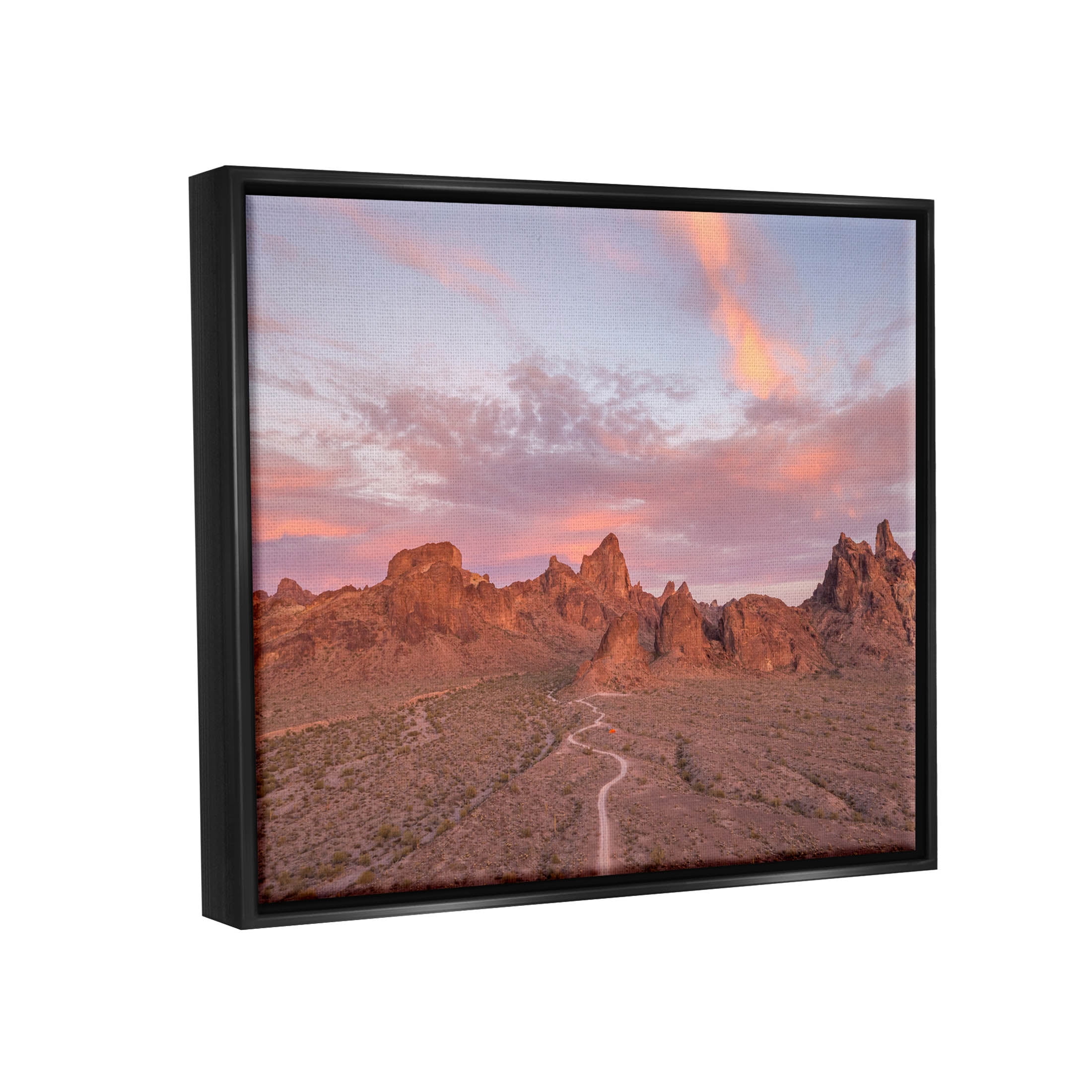 Vast Canyon Road Desert Scene Landscape Photograph Jet Black Framed Art Print Wall Art