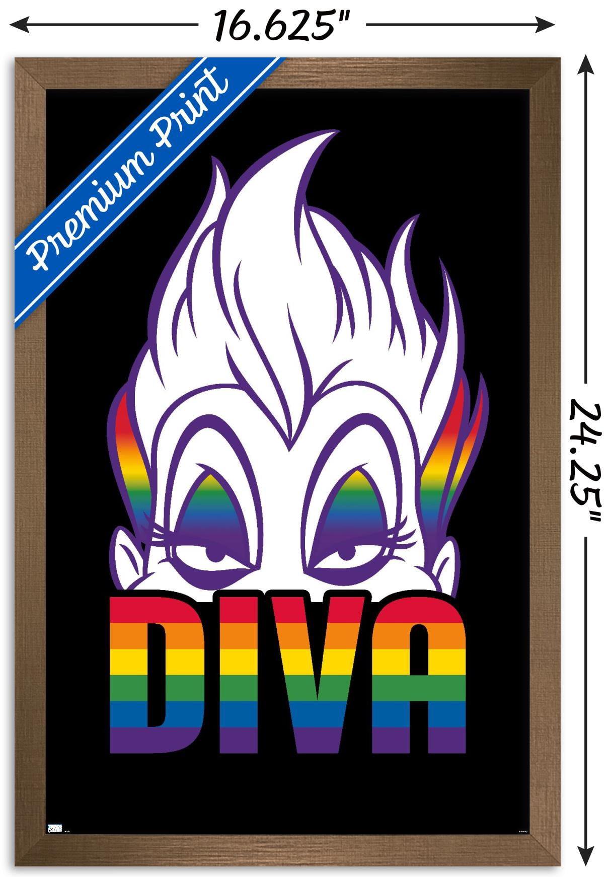 Disney - Ursula - Diva Wall Poster, 14.725" x 22.375", Framed