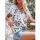 thumbnail image 5 of Camisa Informal Para Mujer, Boho, Manga Corta, Transpirable, Fácil De Combinar, Con Botones, Cuello En V Con Volantes Suaves Para El Verano, Para La Oficina, Para Niñas, Para El Cergrey Blanco S, 5 of 6