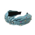thumbnail image 1 of Langgg Mode Bande de Cheveux Noeud Papillon Embelli Bandeau avec des Strass Colorés Larges Bandeaux Réglables pour les Femmes Filles Vert Foncé, 1 of 6