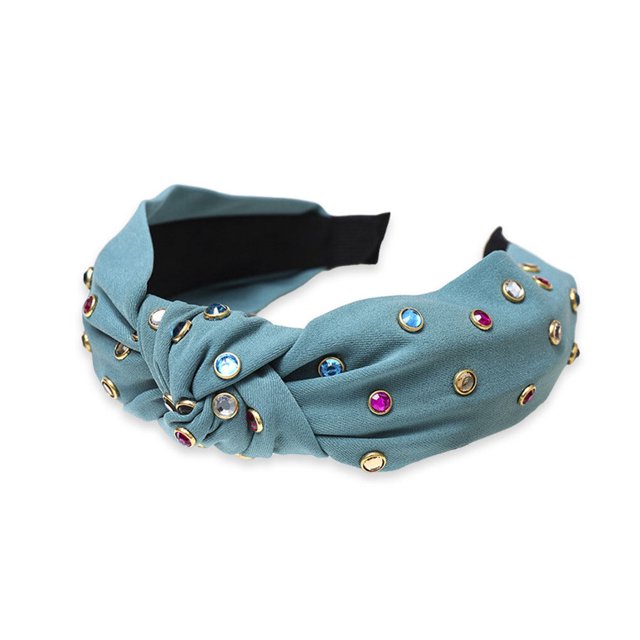 Langgg Mode Bande de Cheveux Noeud Papillon Embelli Bandeau avec des Strass Colorés Larges Bandeaux Réglables pour les Femmes Filles Vert Foncé