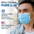 thumbnail image 4 of Mascarilla desechable azul de 3 capas PURE GEM, paquete de 150, 4 of 7