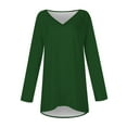 thumbnail image 4 of KIHOUT Spring Winter Womens Tops Solid Color T-shirt Long Sleeves Blouse V-Neck Casual Mid-Length Blouse Tops, 4 of 5