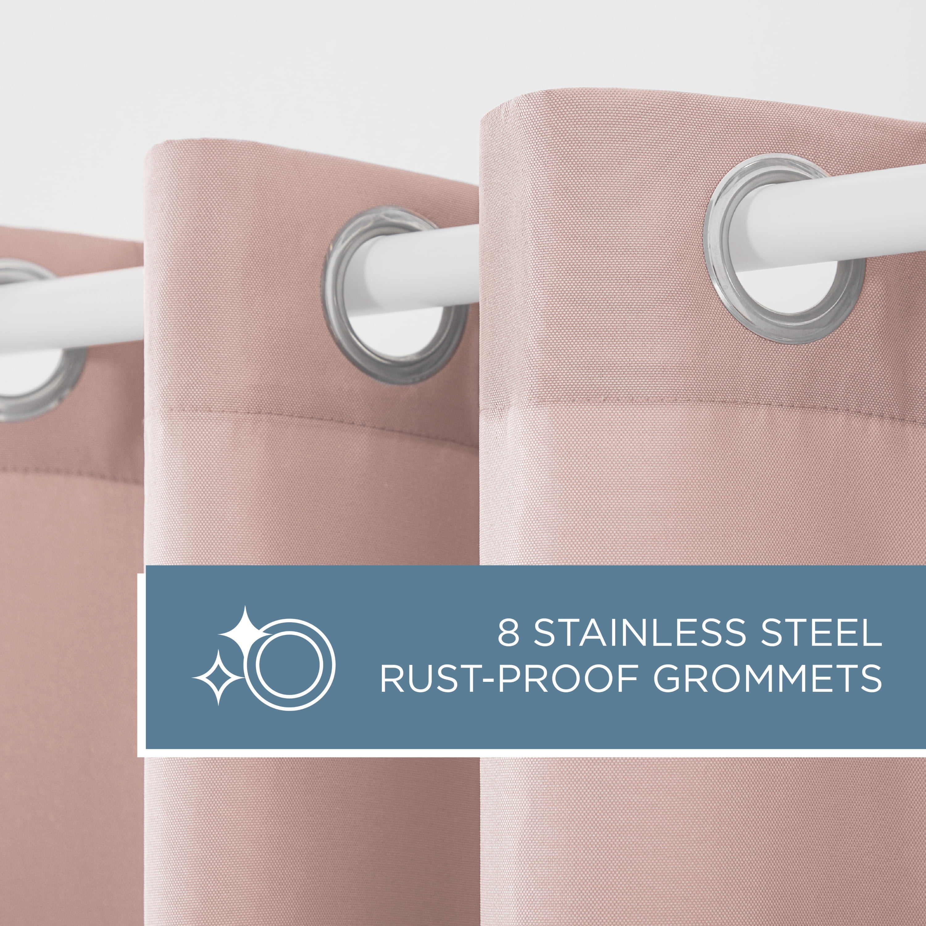 TOWN & COUNTRY BASICS Cabana Solid Heavyweight Indoor Outdoor Curtains, Light Filtering Opacity with Grommet Top, Water Repellent, 2-Pack Set, 54"x120", Blush