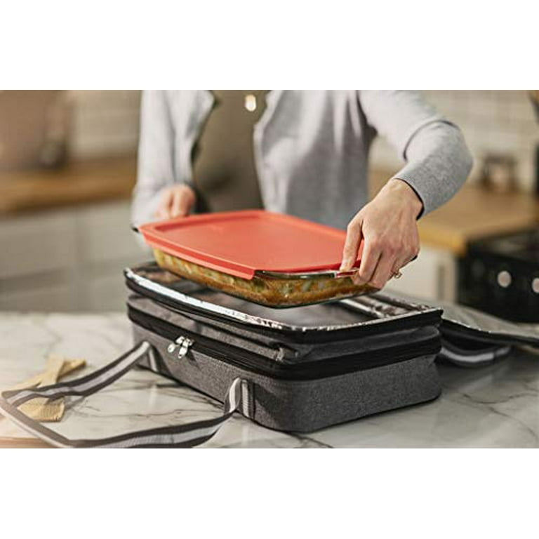 2 Pieces Double Decker Insulated Casserole Carrier Lasagna Holder Tote Food  Warmer Bag Expandable Food Transport Containers Fits 9 x 13 Inches Baking