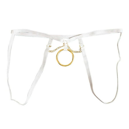 Yuhangmm Men s Solid Color Sexy Underwear Chain Ring Hollow Underwear Thong Lingerie for Women with Push up Bra